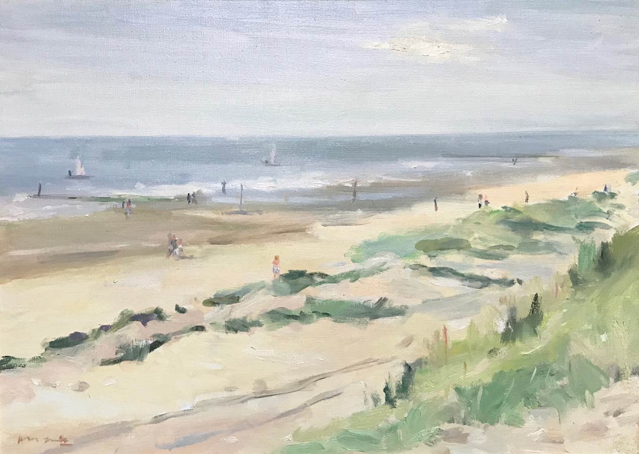 Het grote stille strand, 50 x 70 cm., olieverf op linnen