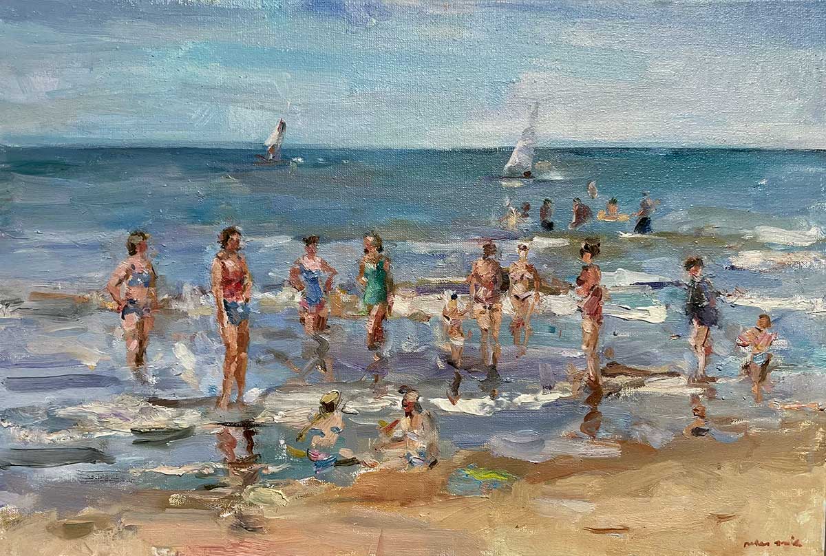 "Zomer aan zee", olieverf/linnen, 40 x 65 cm.