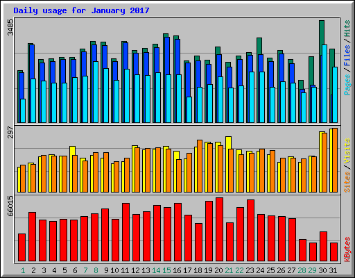 Daily usage for January 2017