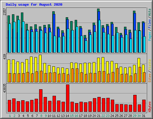 Daily usage for August 2020