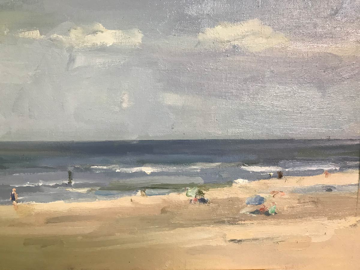 Het stille strand, olieverf op linnen, 24 x 30 cm., 2021