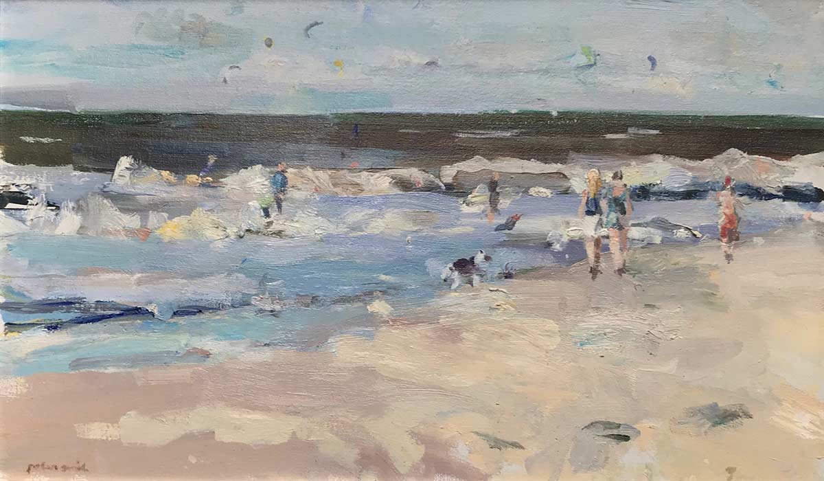 "Wandelen aan zee", olieverf/linnen, 30 x 50 cm.