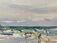 Kiters on the waves